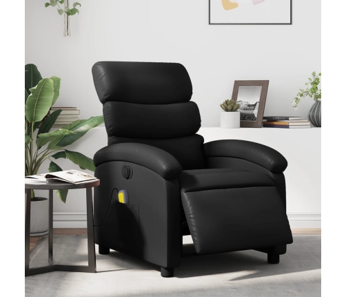 Sillón de masaje reclinable eléctrico cuero sintético negro