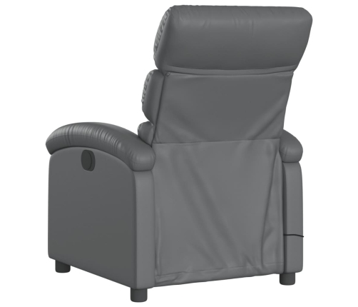 Sillón de masaje reclinable eléctrico cuero sintético gris