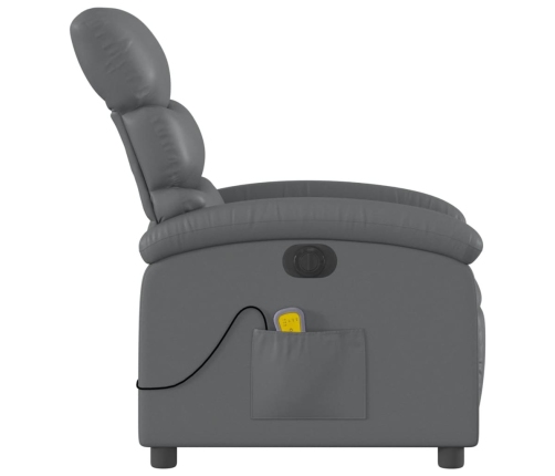 Sillón de masaje reclinable eléctrico cuero sintético gris