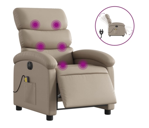 Sillón reclinable de masaje eléctrico cuero sintético capuchino