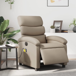 Sillón reclinable de masaje eléctrico cuero sintético capuchino