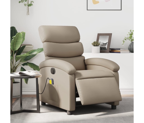 Sillón reclinable de masaje eléctrico cuero sintético capuchino