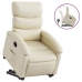 Sillón reclinable elevable cuero artificial color crema