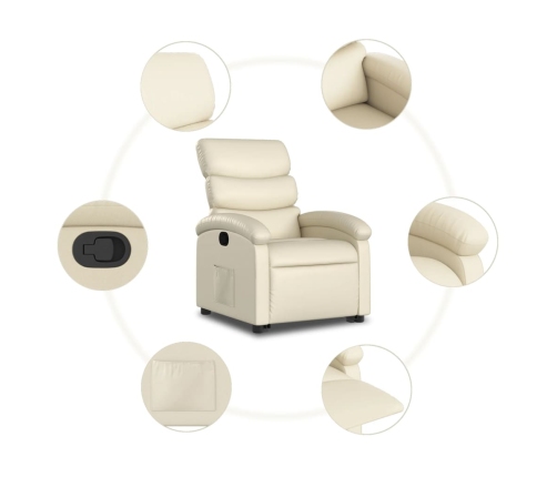 Sillón reclinable elevable cuero artificial color crema