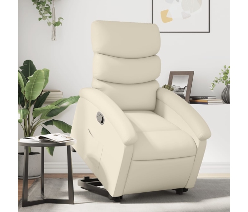 Sillón reclinable elevable cuero artificial color crema