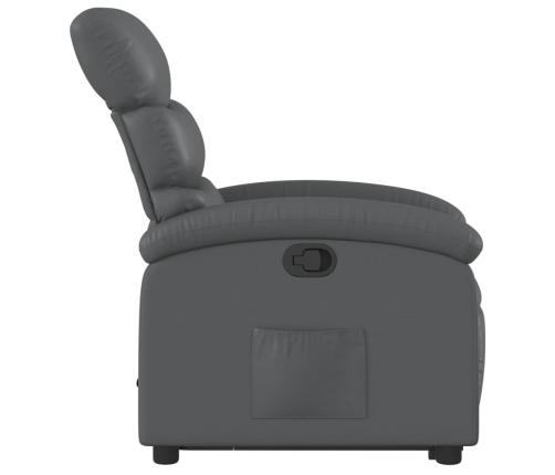 Sillón reclinable elevable cuero artificial gris