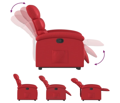 Sillón reclinable elevable cuero artificial rojo