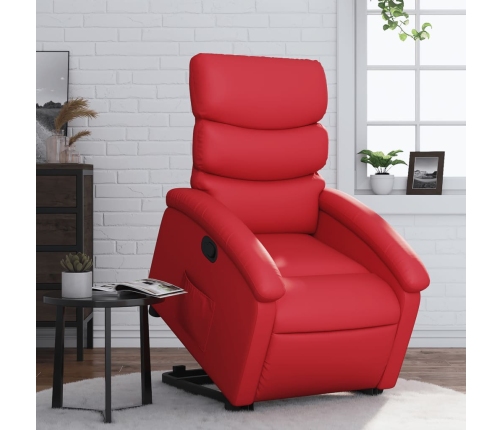 Sillón reclinable elevable cuero artificial rojo