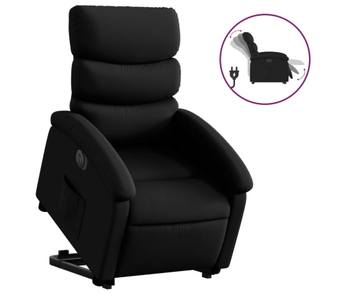 Sillón reclinable y elevable eléctrico cuero sintético negro