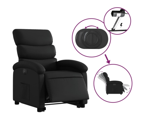 Sillón reclinable y elevable eléctrico cuero sintético negro