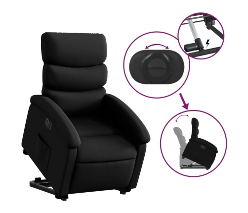 Sillón reclinable y elevable eléctrico cuero sintético negro