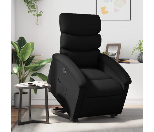 Sillón reclinable y elevable eléctrico cuero sintético negro