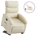 Sillón reclinable elevable eléctrico de cuero sintético crema