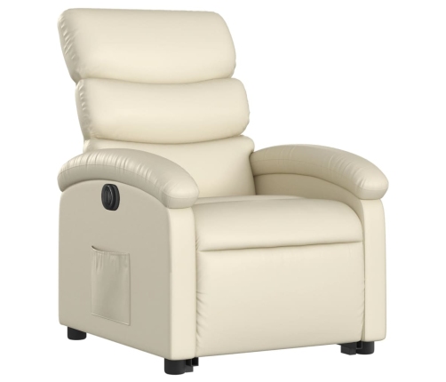 Sillón reclinable elevable eléctrico de cuero sintético crema