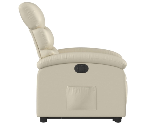 Sillón reclinable elevable eléctrico de cuero sintético crema