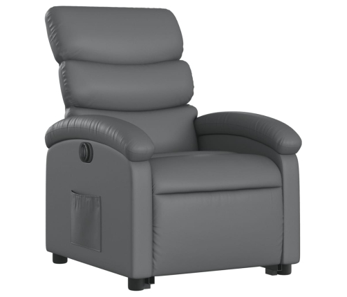 Sillón reclinable elevable eléctrico de cuero sintético gris