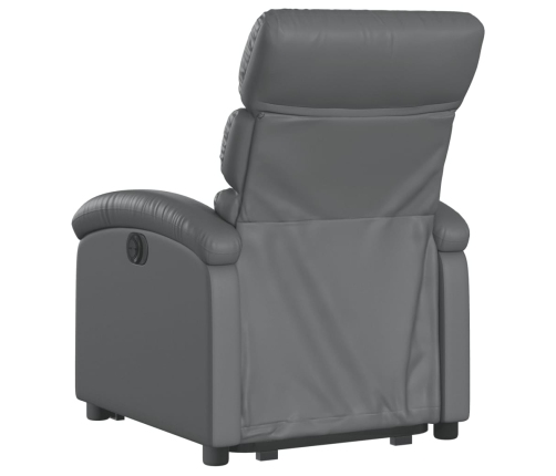 Sillón reclinable elevable eléctrico de cuero sintético gris