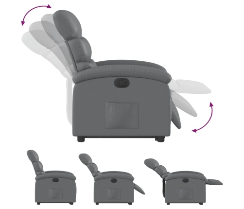 Sillón reclinable elevable eléctrico de cuero sintético gris