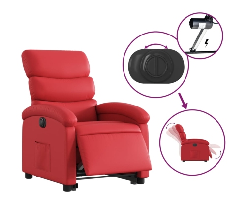 Sillón elevable eléctrico cuero artificial rojo