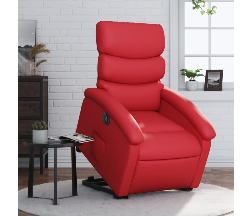 Sillón elevable eléctrico cuero artificial rojo