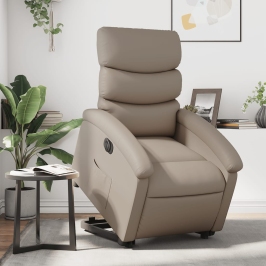 Sillón elevable eléctrico cuero artificial capuchino