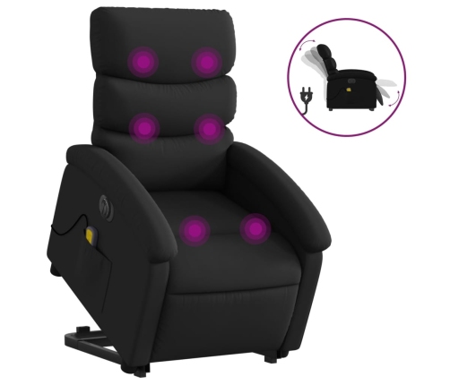 Sillón de masaje elevable eléctrico cuero sintético negro