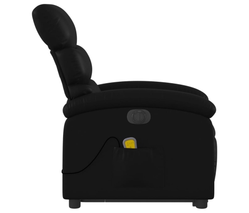 Sillón de masaje elevable eléctrico cuero sintético negro