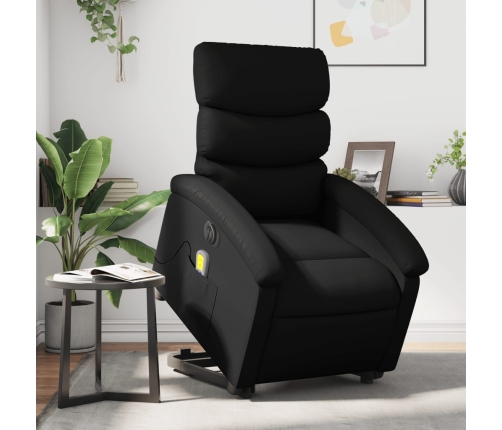 Sillón de masaje elevable eléctrico cuero sintético negro