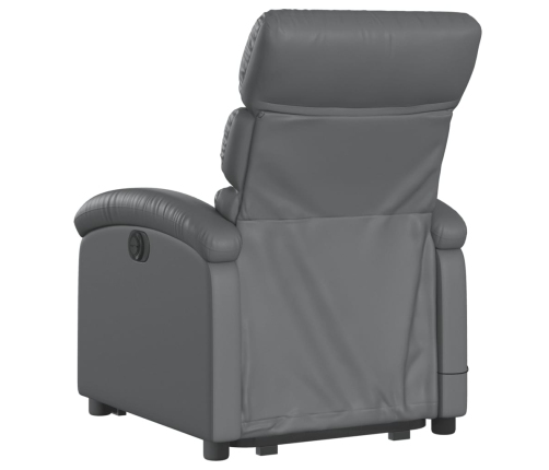 Sillón de masaje elevable eléctrico cuero sintético gris