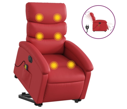 Sillón de majaje elevable eléctrico cuero artificial rojo