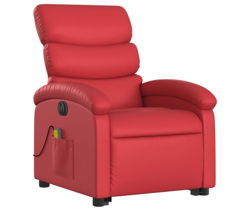 Sillón de majaje elevable eléctrico cuero artificial rojo