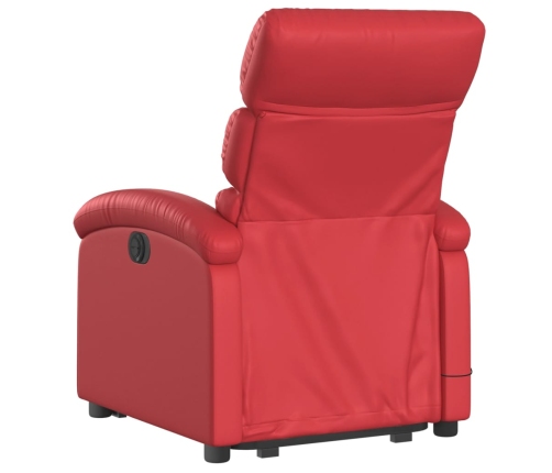 Sillón de majaje elevable eléctrico cuero artificial rojo