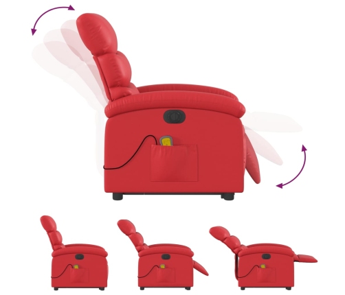 Sillón de majaje elevable eléctrico cuero artificial rojo