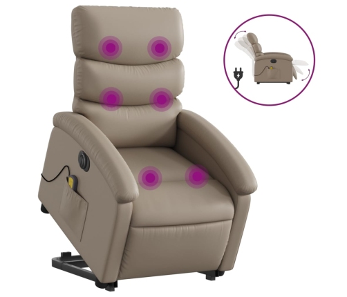 Sillón reclinable de masaje eléctrico cuero sintético capuchino