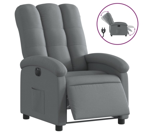 Sillón reclinable eléctrico de tela gris oscuro