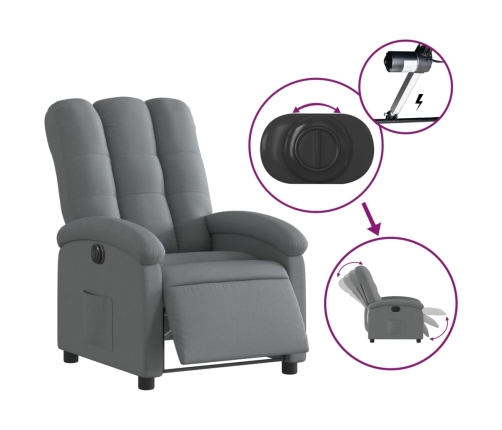 Sillón reclinable eléctrico de tela gris oscuro