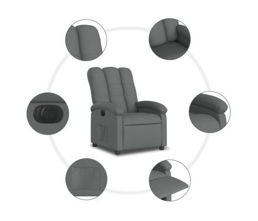 Sillón reclinable eléctrico de tela gris oscuro