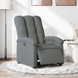 Sillón reclinable eléctrico de tela gris oscuro