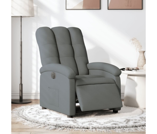 Sillón reclinable eléctrico de tela gris oscuro