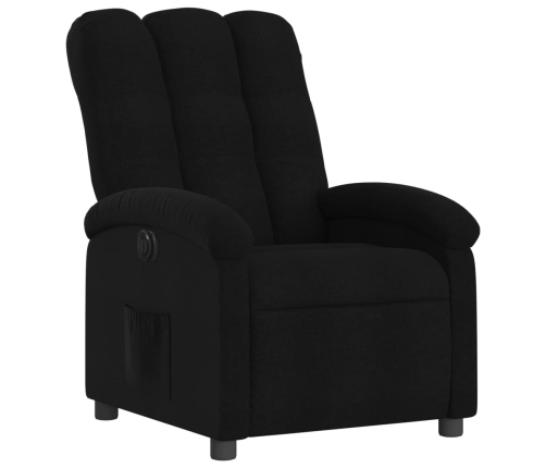 Sillón reclinable eléctrico de tela negro