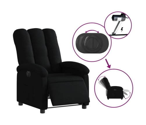 Sillón reclinable eléctrico de tela negro