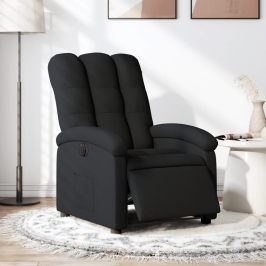 Sillón reclinable eléctrico de tela negro