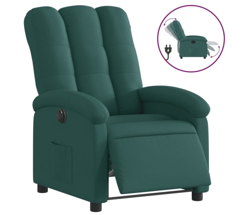 Sillón reclinable eléctrico tela verde oscuro