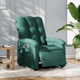 Sillón reclinable eléctrico tela verde oscuro