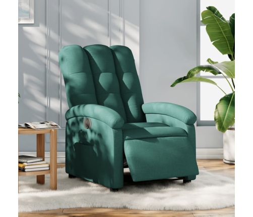 Sillón reclinable eléctrico tela verde oscuro