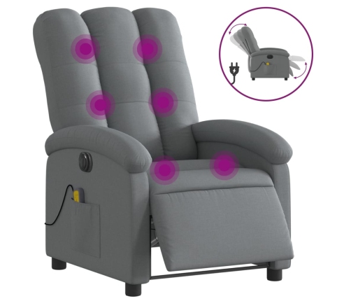 Sillón reclinable de masaje eléctrico tela gris oscuro