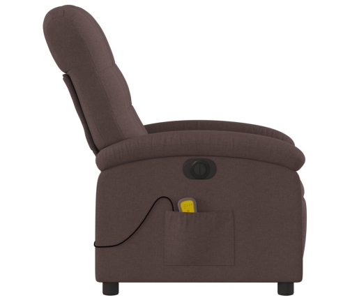 Sillón reclinable de masaje eléctrico tela marrón oscuro