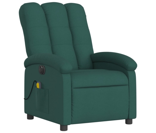 Sillón reclinable de masaje eléctrico tela verde oscuro