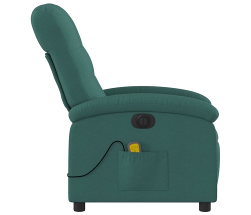 Sillón reclinable de masaje eléctrico tela verde oscuro