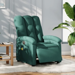 Sillón reclinable de masaje eléctrico tela verde oscuro